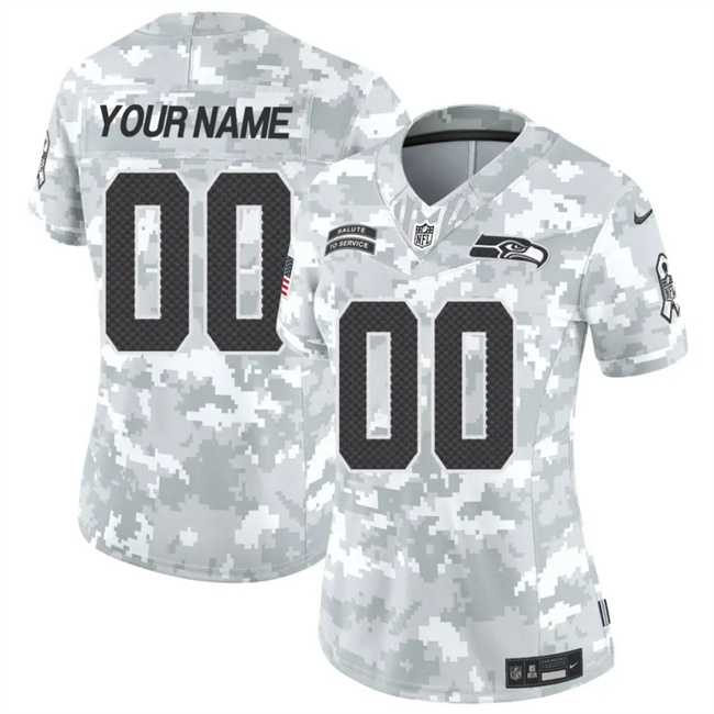 Womens Seattle Seahawks Active Player Custom 2024 F.U.S.E Arctic Camo Salute To Service Limited Stitched Football Jersey(Run Small)